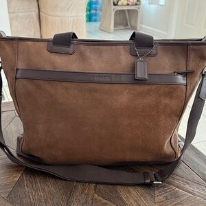 Coach Dark Brown Suede Messenger Bag